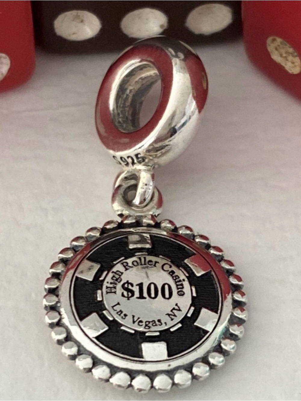 Sterling Silver Las Vegas Casino Chip Charm